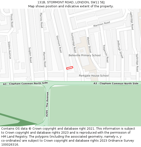 131B, STORMONT ROAD, LONDON, SW11 5EJ: Location map and indicative extent of plot