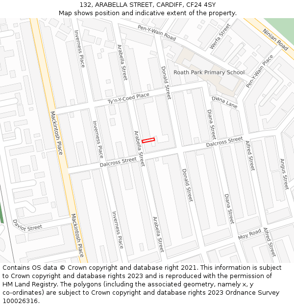 132, ARABELLA STREET, CARDIFF, CF24 4SY: Location map and indicative extent of plot