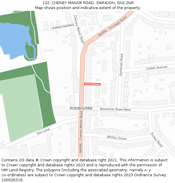 132, CHENEY MANOR ROAD, SWINDON, SN2 2NR: Location map and indicative extent of plot
