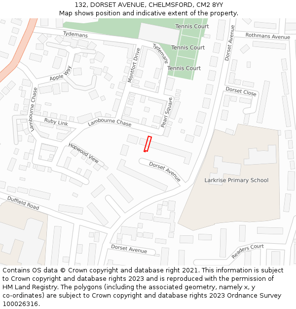 132, DORSET AVENUE, CHELMSFORD, CM2 8YY: Location map and indicative extent of plot