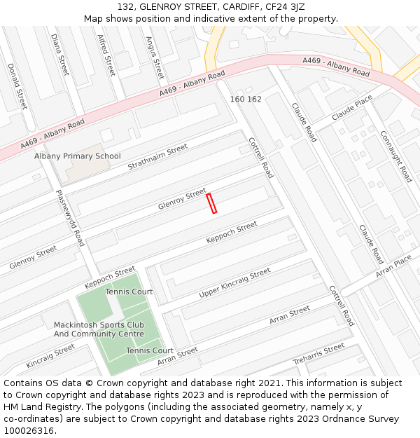 132, GLENROY STREET, CARDIFF, CF24 3JZ: Location map and indicative extent of plot