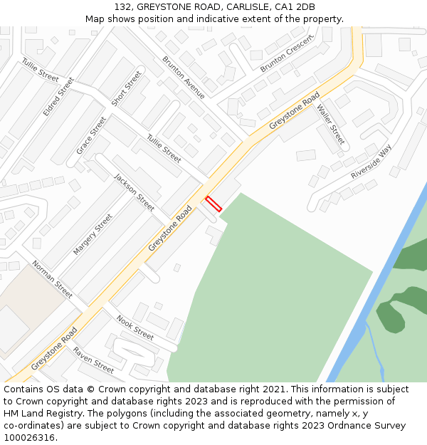 132, GREYSTONE ROAD, CARLISLE, CA1 2DB: Location map and indicative extent of plot