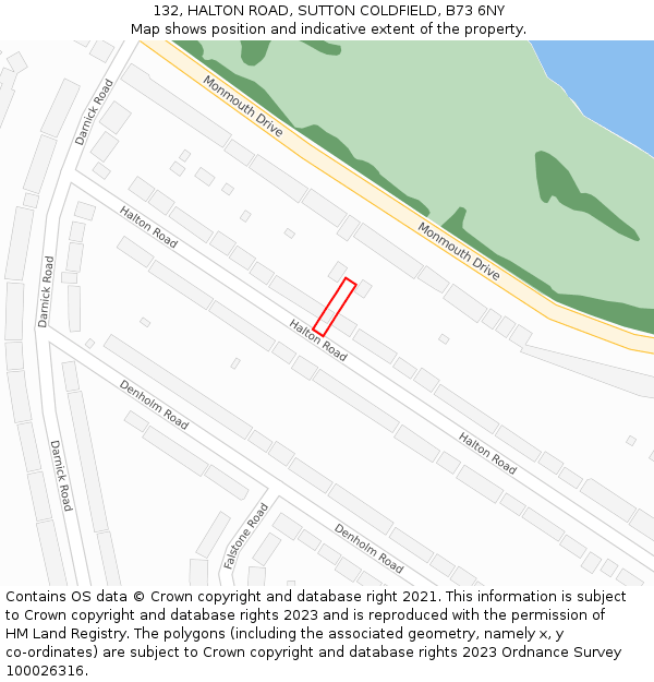 132, HALTON ROAD, SUTTON COLDFIELD, B73 6NY: Location map and indicative extent of plot