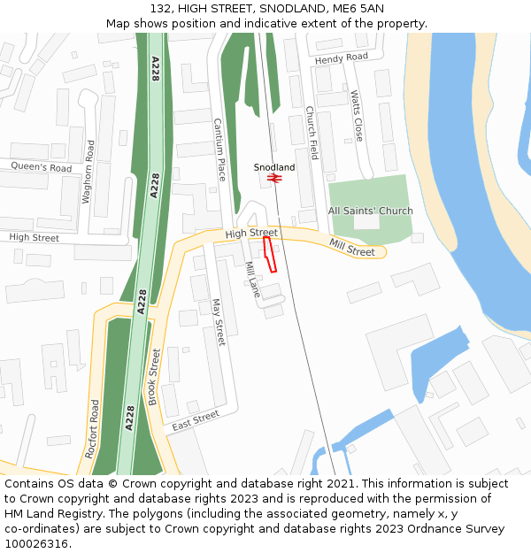 132, HIGH STREET, SNODLAND, ME6 5AN: Location map and indicative extent of plot