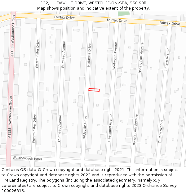 132, HILDAVILLE DRIVE, WESTCLIFF-ON-SEA, SS0 9RR: Location map and indicative extent of plot