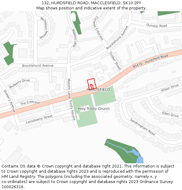 132, HURDSFIELD ROAD, MACCLESFIELD, SK10 2PY: Location map and indicative extent of plot
