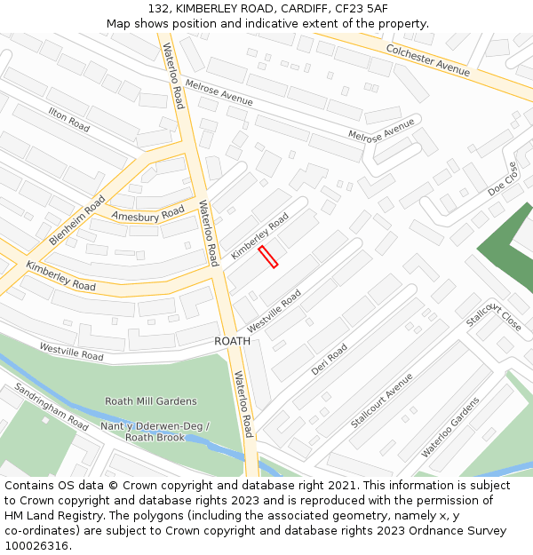 132, KIMBERLEY ROAD, CARDIFF, CF23 5AF: Location map and indicative extent of plot