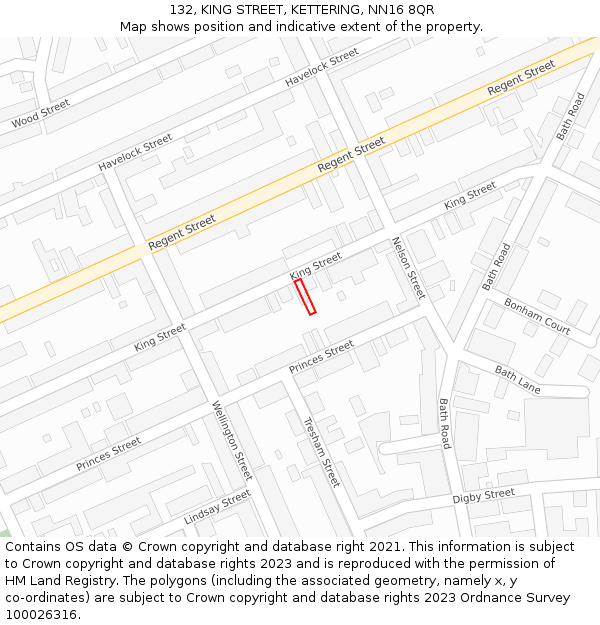 132, KING STREET, KETTERING, NN16 8QR: Location map and indicative extent of plot