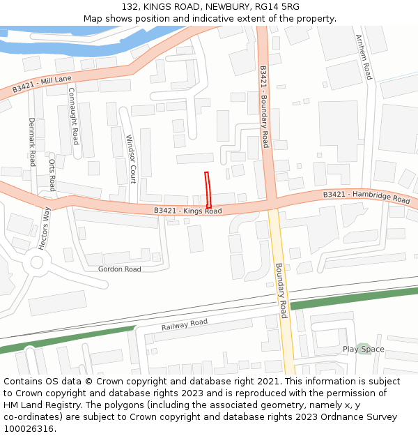 132, KINGS ROAD, NEWBURY, RG14 5RG: Location map and indicative extent of plot