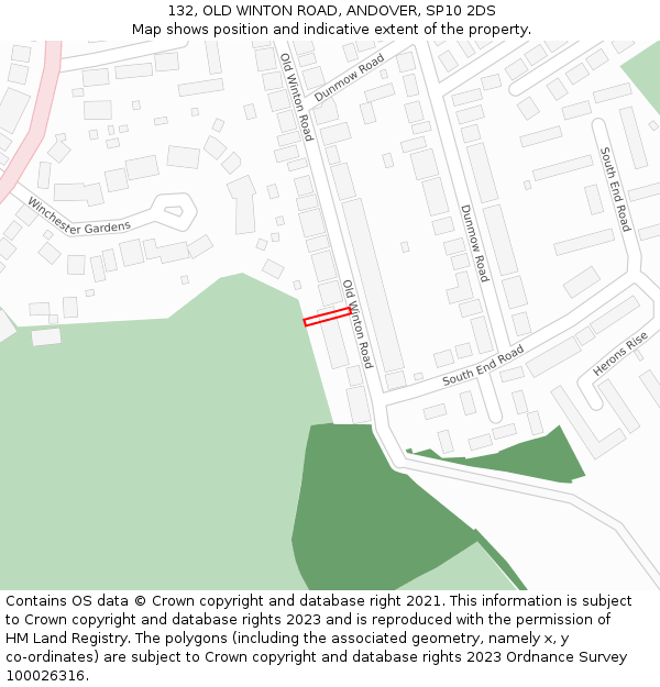 132, OLD WINTON ROAD, ANDOVER, SP10 2DS: Location map and indicative extent of plot