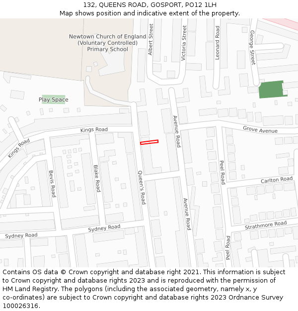 132, QUEENS ROAD, GOSPORT, PO12 1LH: Location map and indicative extent of plot