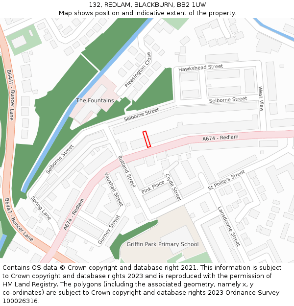 132, REDLAM, BLACKBURN, BB2 1UW: Location map and indicative extent of plot