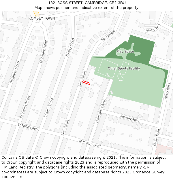 132, ROSS STREET, CAMBRIDGE, CB1 3BU: Location map and indicative extent of plot
