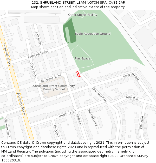 132, SHRUBLAND STREET, LEAMINGTON SPA, CV31 2AR: Location map and indicative extent of plot