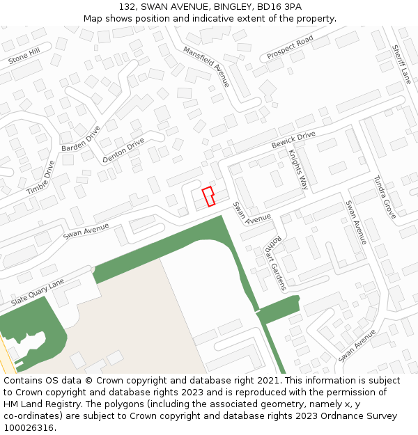 132, SWAN AVENUE, BINGLEY, BD16 3PA: Location map and indicative extent of plot