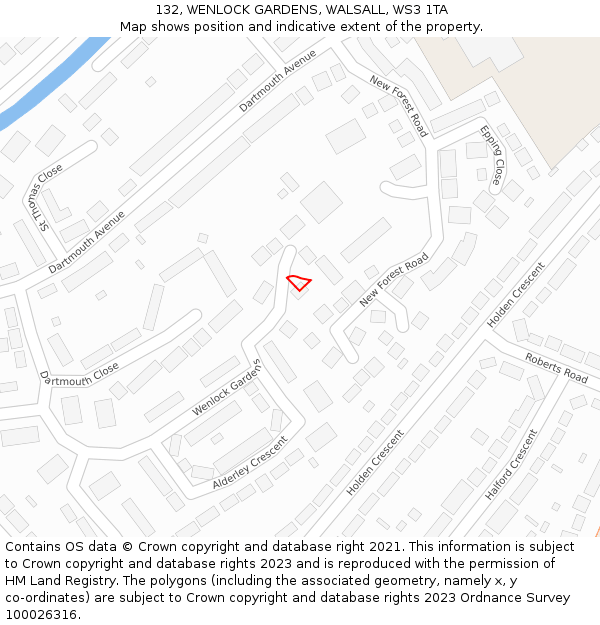 132, WENLOCK GARDENS, WALSALL, WS3 1TA: Location map and indicative extent of plot
