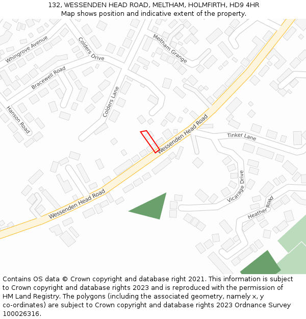 132, WESSENDEN HEAD ROAD, MELTHAM, HOLMFIRTH, HD9 4HR: Location map and indicative extent of plot