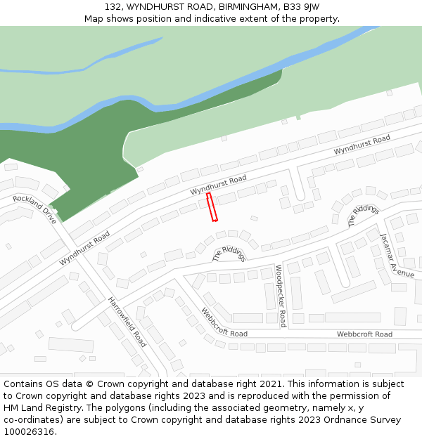 132, WYNDHURST ROAD, BIRMINGHAM, B33 9JW: Location map and indicative extent of plot