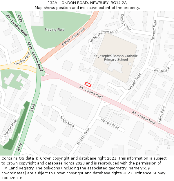 132A, LONDON ROAD, NEWBURY, RG14 2AJ: Location map and indicative extent of plot