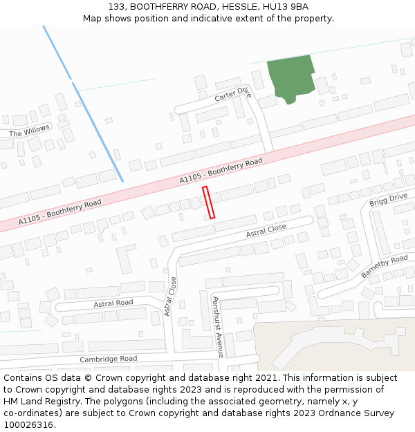133, BOOTHFERRY ROAD, HESSLE, HU13 9BA: Location map and indicative extent of plot