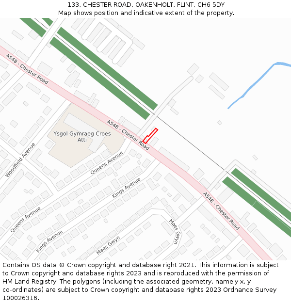 133, CHESTER ROAD, OAKENHOLT, FLINT, CH6 5DY: Location map and indicative extent of plot