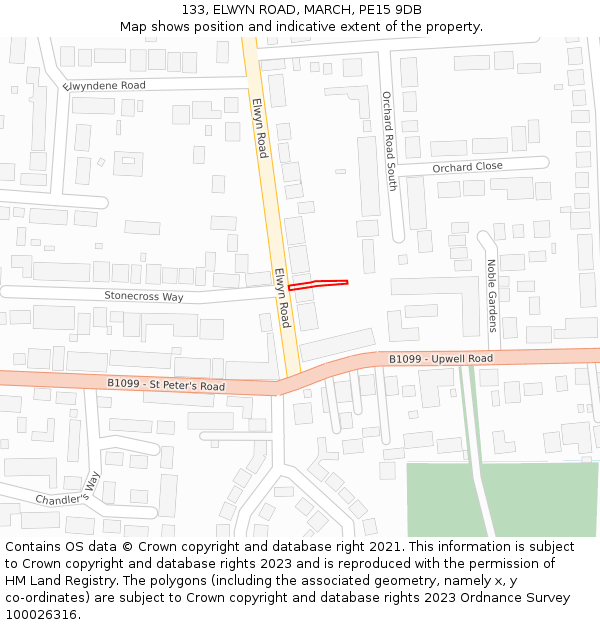 133, ELWYN ROAD, MARCH, PE15 9DB: Location map and indicative extent of plot