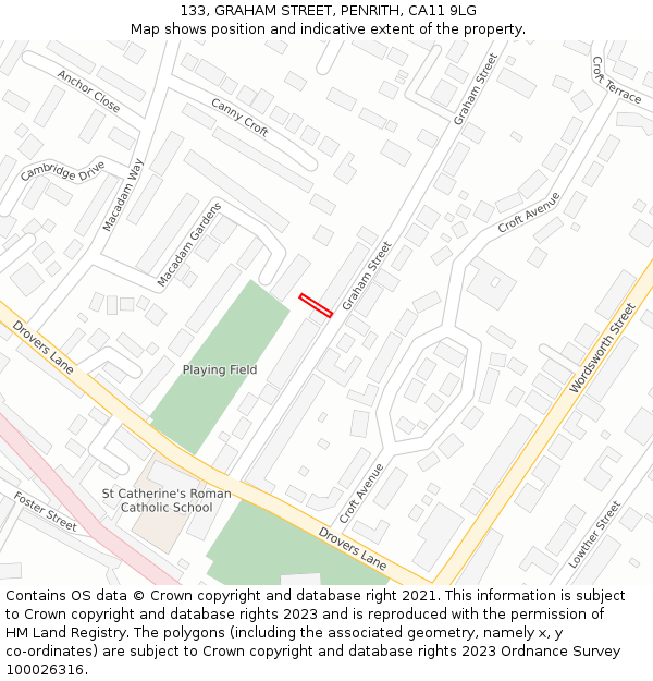 133, GRAHAM STREET, PENRITH, CA11 9LG: Location map and indicative extent of plot