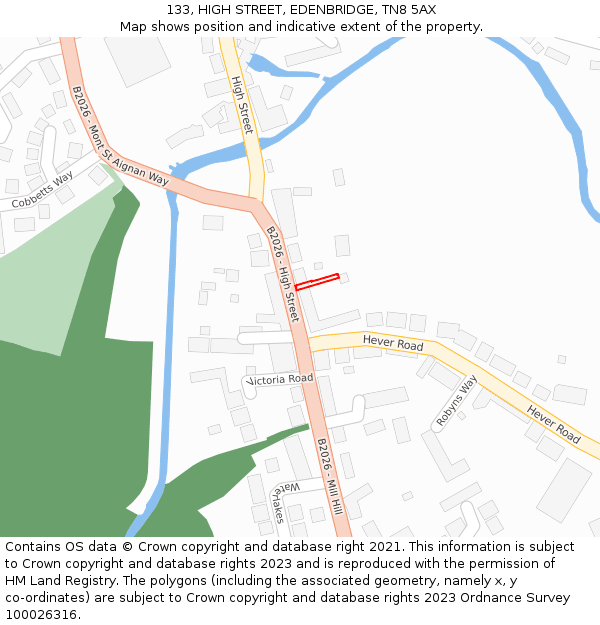 133, HIGH STREET, EDENBRIDGE, TN8 5AX: Location map and indicative extent of plot