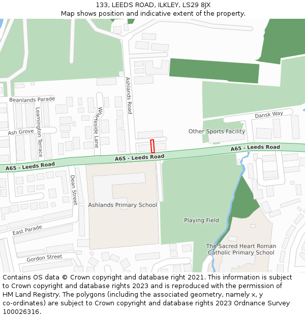 133, LEEDS ROAD, ILKLEY, LS29 8JX: Location map and indicative extent of plot