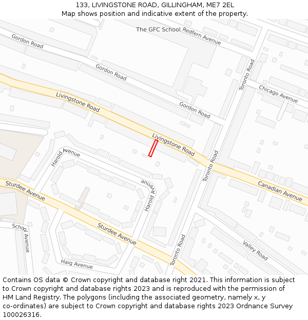 133, LIVINGSTONE ROAD, GILLINGHAM, ME7 2EL: Location map and indicative extent of plot