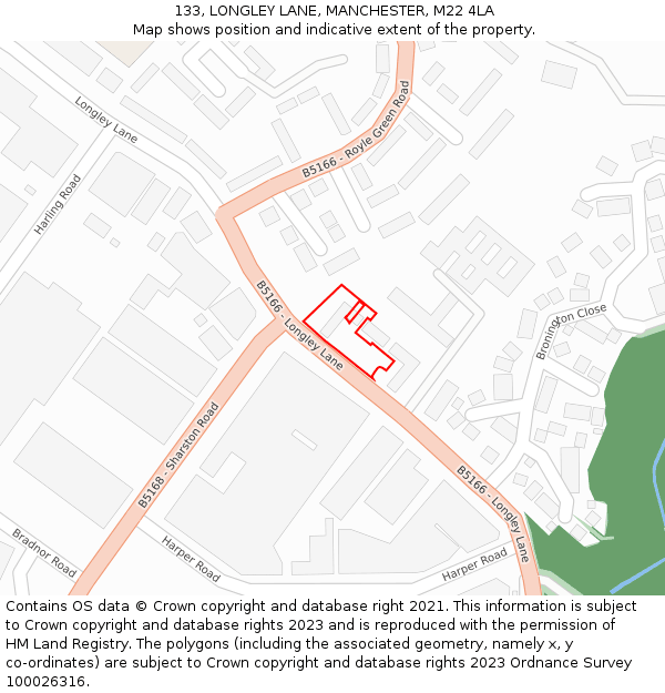 133, LONGLEY LANE, MANCHESTER, M22 4LA: Location map and indicative extent of plot