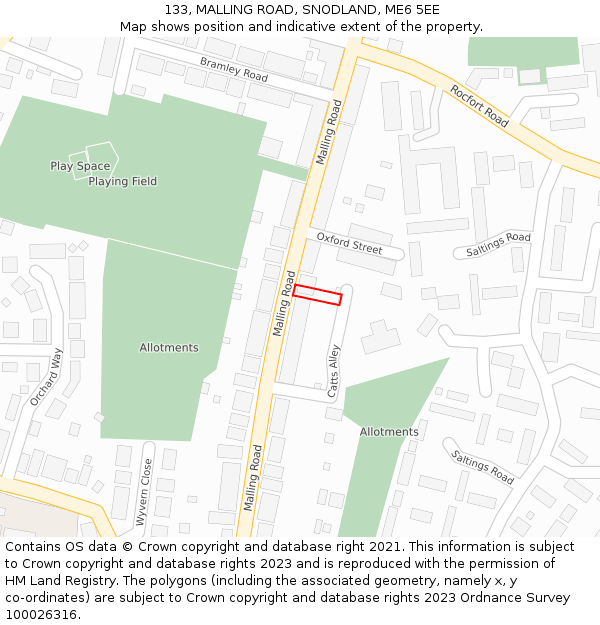 133, MALLING ROAD, SNODLAND, ME6 5EE: Location map and indicative extent of plot