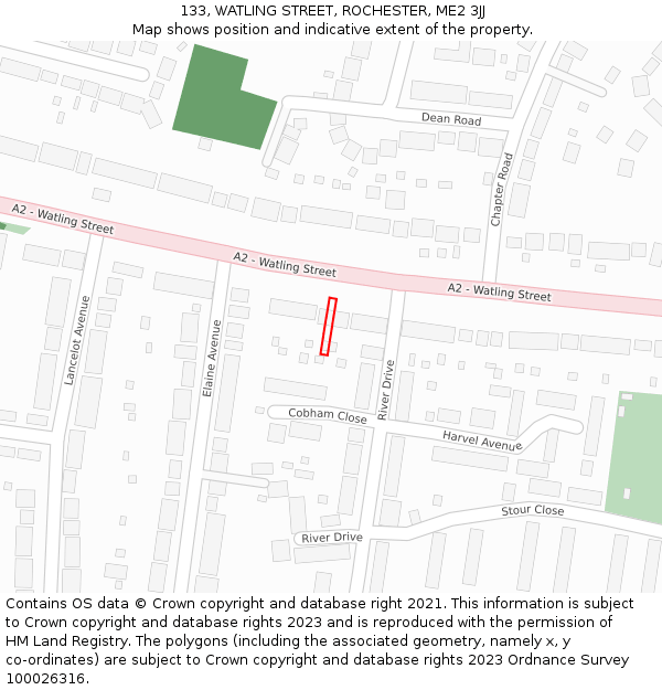 133, WATLING STREET, ROCHESTER, ME2 3JJ: Location map and indicative extent of plot