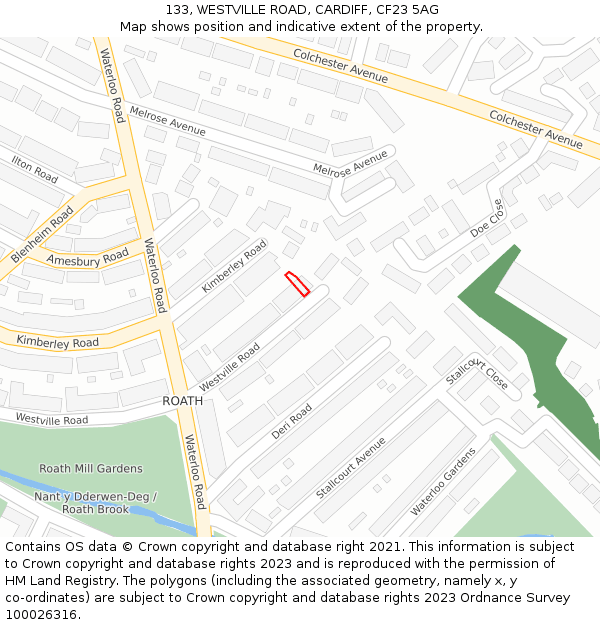 133, WESTVILLE ROAD, CARDIFF, CF23 5AG: Location map and indicative extent of plot