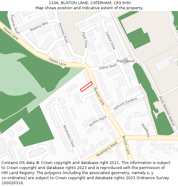 133A, BUXTON LANE, CATERHAM, CR3 5HN: Location map and indicative extent of plot