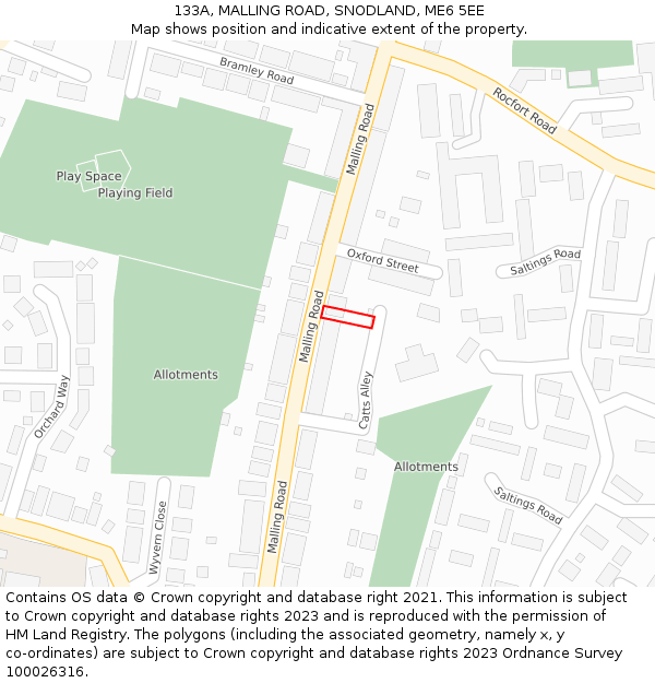 133A, MALLING ROAD, SNODLAND, ME6 5EE: Location map and indicative extent of plot