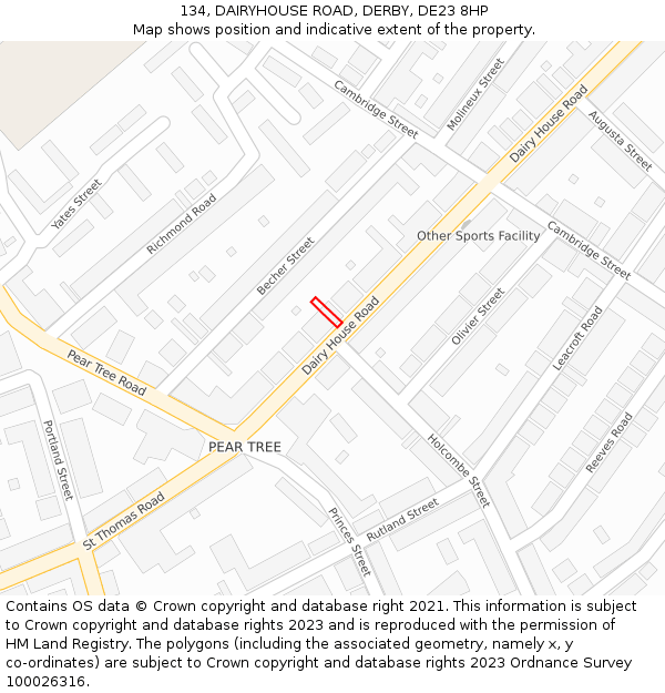 134, DAIRYHOUSE ROAD, DERBY, DE23 8HP: Location map and indicative extent of plot