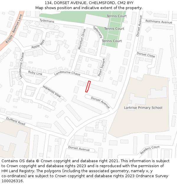 134, DORSET AVENUE, CHELMSFORD, CM2 8YY: Location map and indicative extent of plot