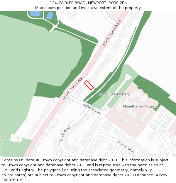 134, FAIRLEE ROAD, NEWPORT, PO30 2EN: Location map and indicative extent of plot