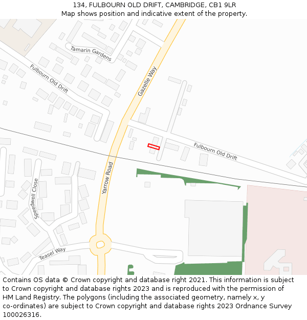 134, FULBOURN OLD DRIFT, CAMBRIDGE, CB1 9LR: Location map and indicative extent of plot