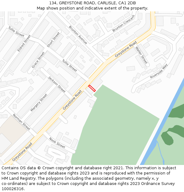 134, GREYSTONE ROAD, CARLISLE, CA1 2DB: Location map and indicative extent of plot
