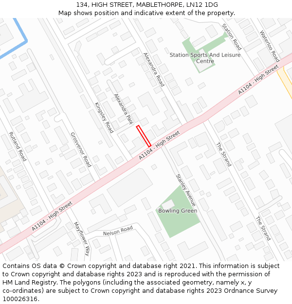 134, HIGH STREET, MABLETHORPE, LN12 1DG: Location map and indicative extent of plot