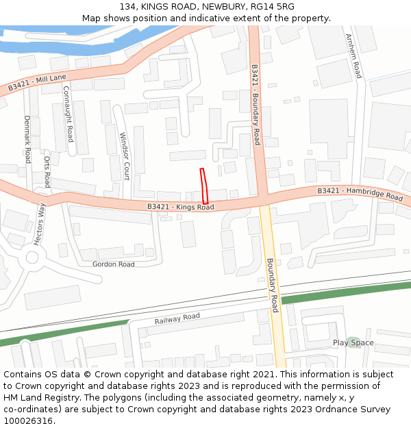 134, KINGS ROAD, NEWBURY, RG14 5RG: Location map and indicative extent of plot