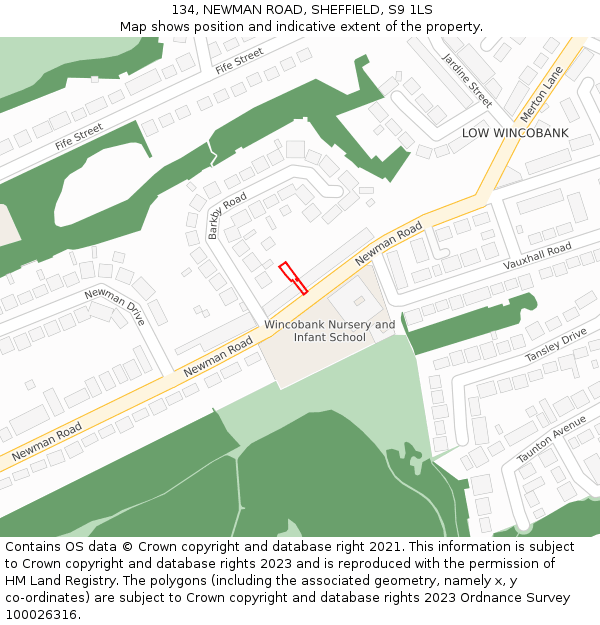 134, NEWMAN ROAD, SHEFFIELD, S9 1LS: Location map and indicative extent of plot