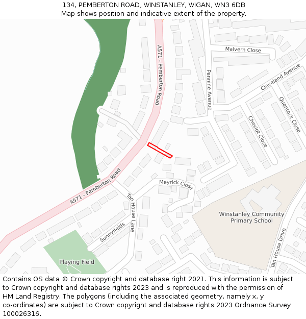 134, PEMBERTON ROAD, WINSTANLEY, WIGAN, WN3 6DB: Location map and indicative extent of plot