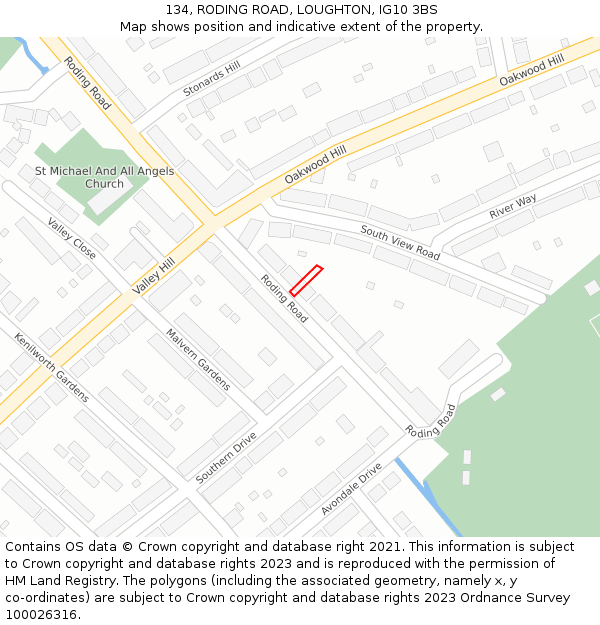 134, RODING ROAD, LOUGHTON, IG10 3BS: Location map and indicative extent of plot