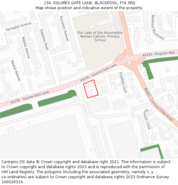 134, SQUIRES GATE LANE, BLACKPOOL, FY4 3RQ: Location map and indicative extent of plot