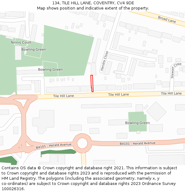 134, TILE HILL LANE, COVENTRY, CV4 9DE: Location map and indicative extent of plot