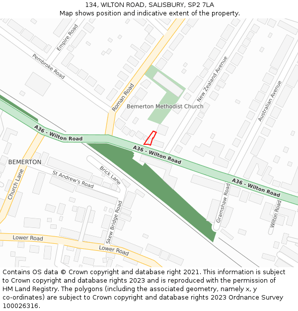 134, WILTON ROAD, SALISBURY, SP2 7LA: Location map and indicative extent of plot