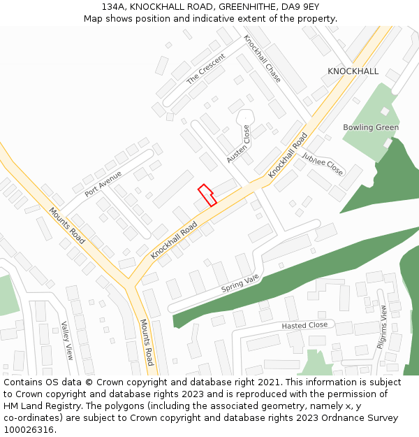 134A, KNOCKHALL ROAD, GREENHITHE, DA9 9EY: Location map and indicative extent of plot
